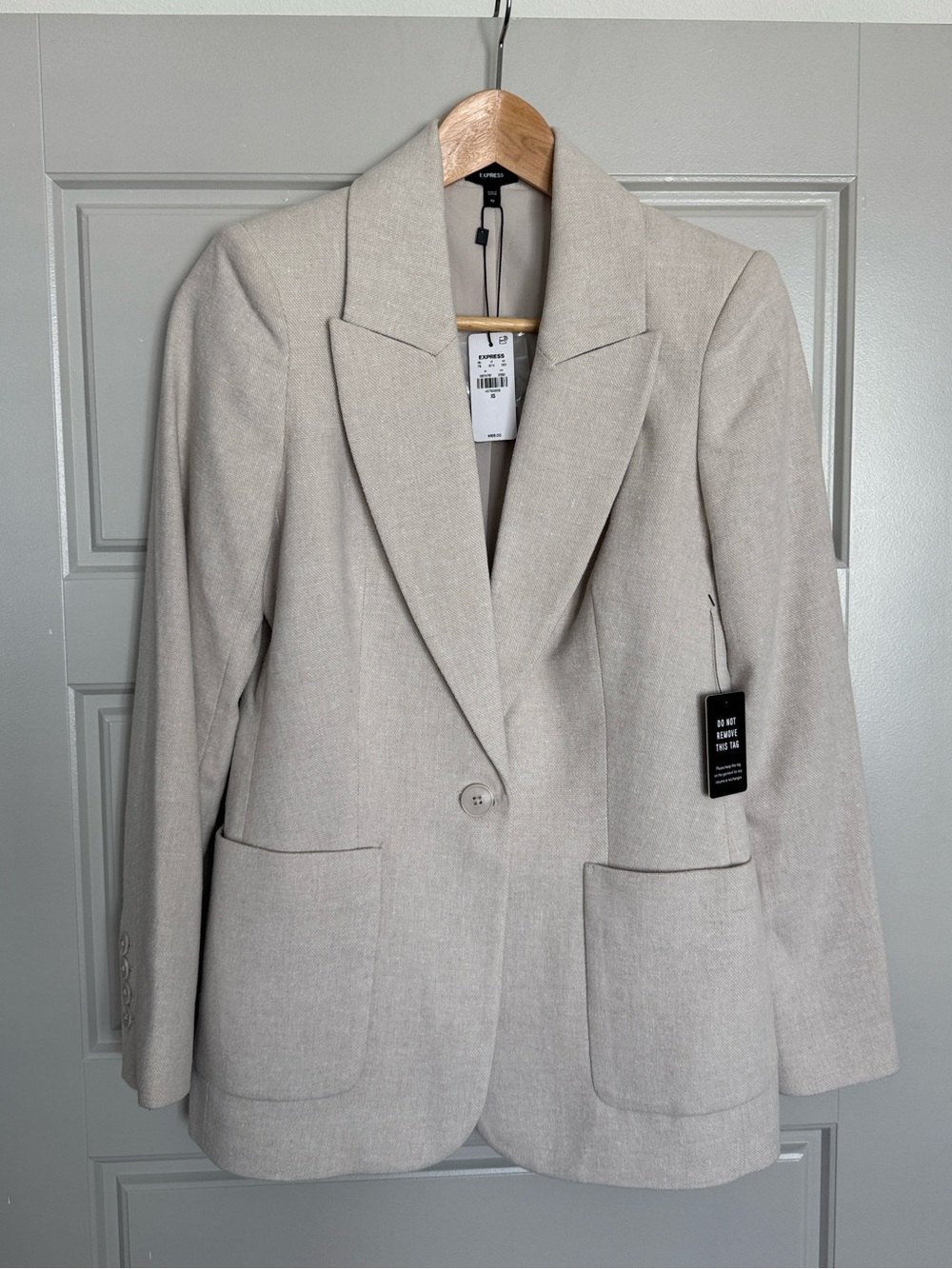 NWOT EXPRESS COTTON+WOOL BLEND NEUTRAL BLAZER